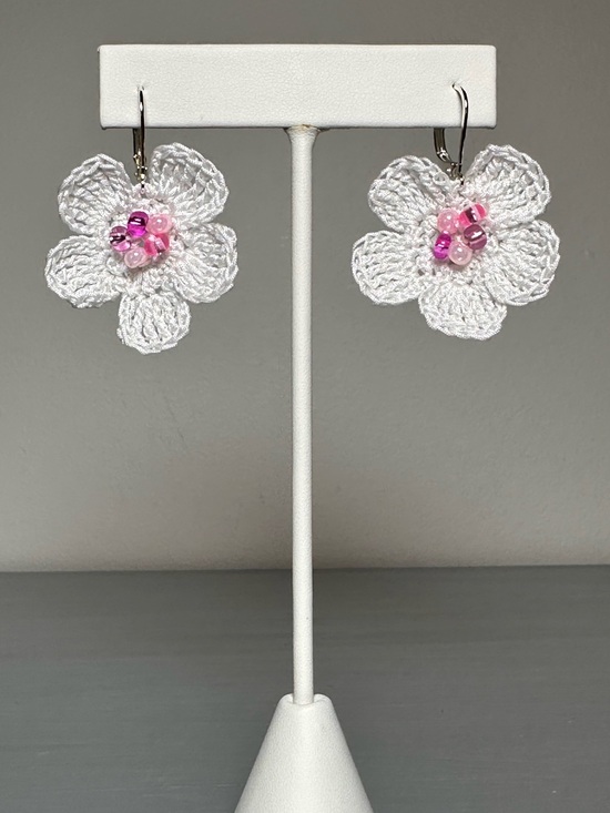 Artisan Jewelry - Handmade Crochet Floral Earrings